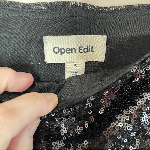 NWT OPEN EDIT Black Sequin High-Rise Pant with Zippered Ankle, Small - Picture 9 of 11